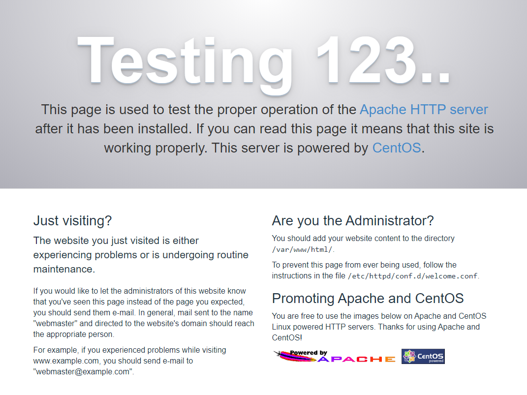 Apache test page