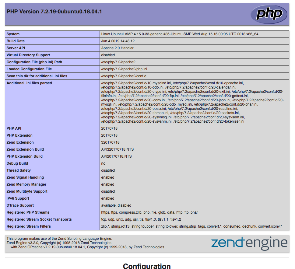 Phpinfo Page